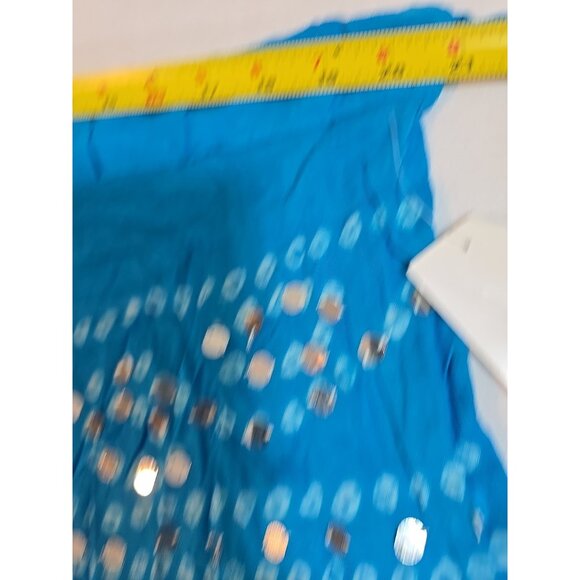Handmade Blue boho midi skirt adjustable tie waist mirror sequins One Size New - Picture 7 of 15